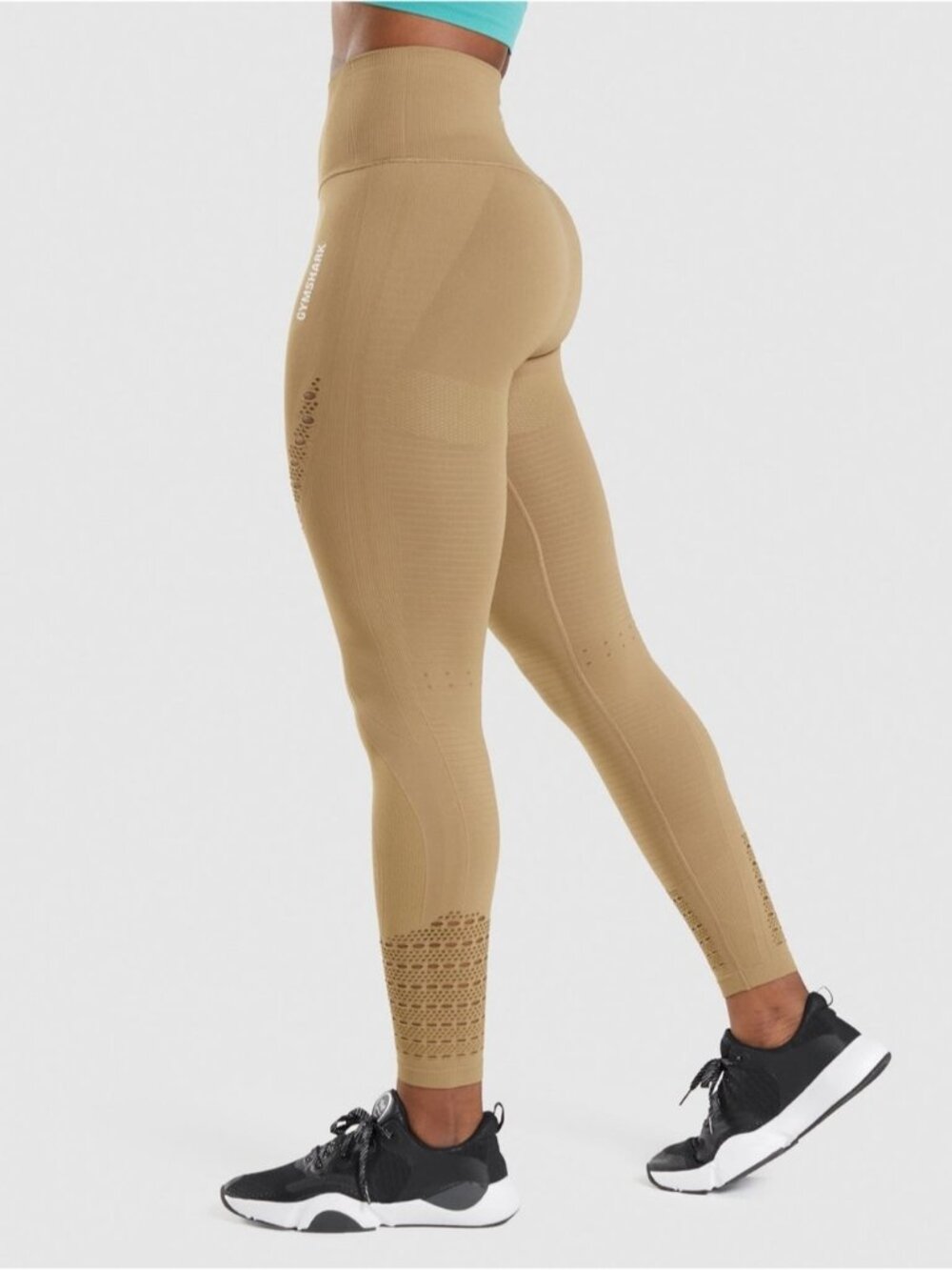 Gymshark ENERGY SEAMLESS LEGGINGS Size Small In Biscotti Brown High Rise EUC